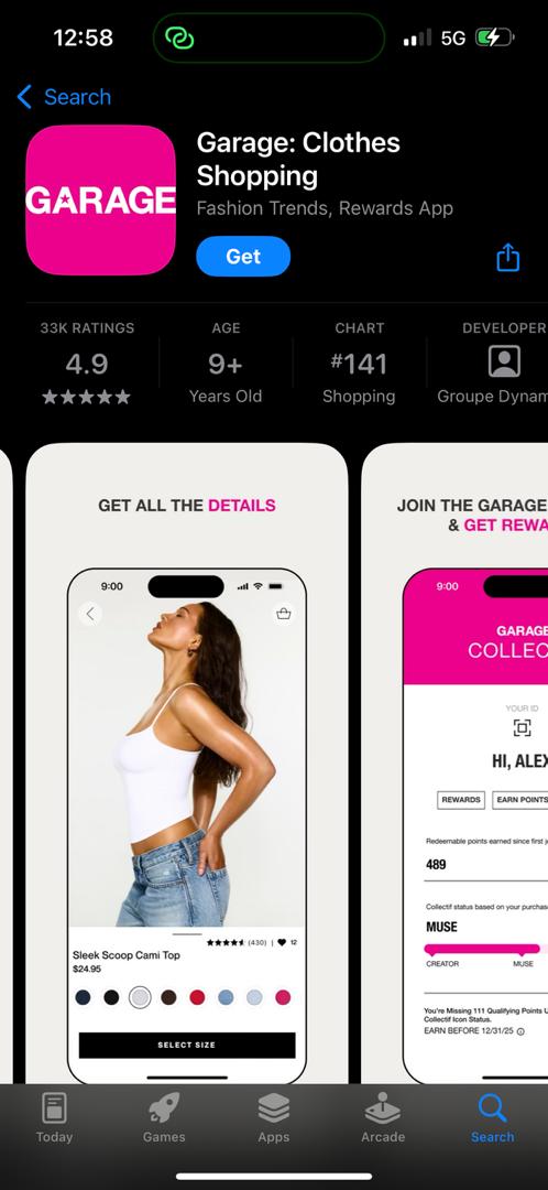 Garage: Clothes Shopping